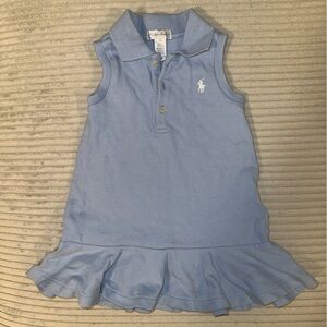 Polo Ralph Lauren Blue Sleeveless Polo Dress with Ruffle Hem